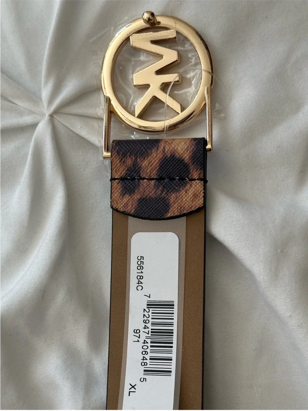 Michael Kors Leopard-Print Logo Buckle Belt in Brown and Black